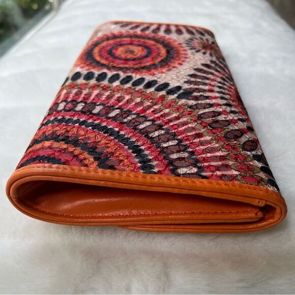 Peacock Strut Multicolored Clutch Purse Orange trim - Picture 5 of 15